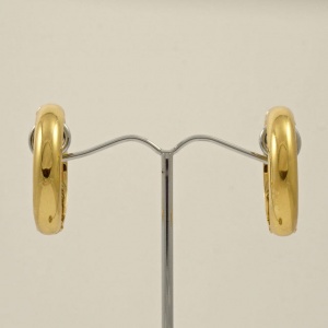 Monet Gold Plated Shiny Hoop Hinge Earrings circa 1980s